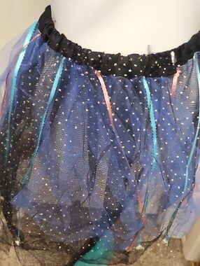 Ooak Circus Black Sheer Tulle Skirt Roses Lining and Sparkle
